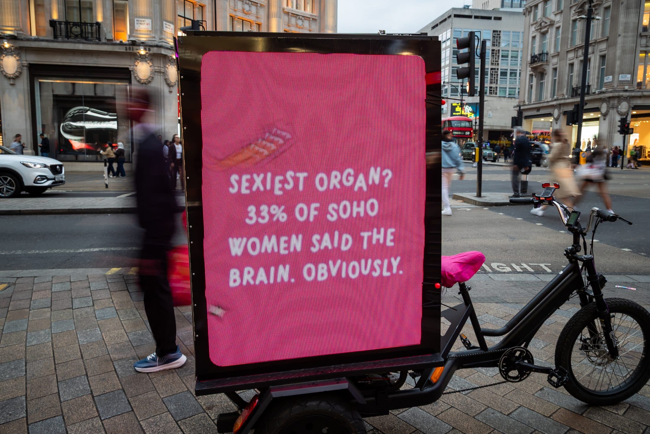 Pure campaign creative running on the AdBike LED screen