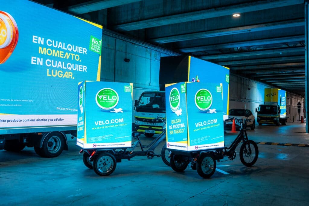 Van advertising and bike advertising for VELO using Monster digital ad van and ad bikes as part of mobile billboards campaign