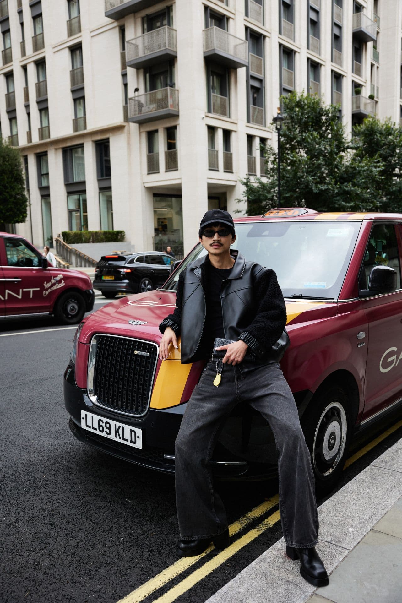 GANT electric taxi wrap in a premium London retail district