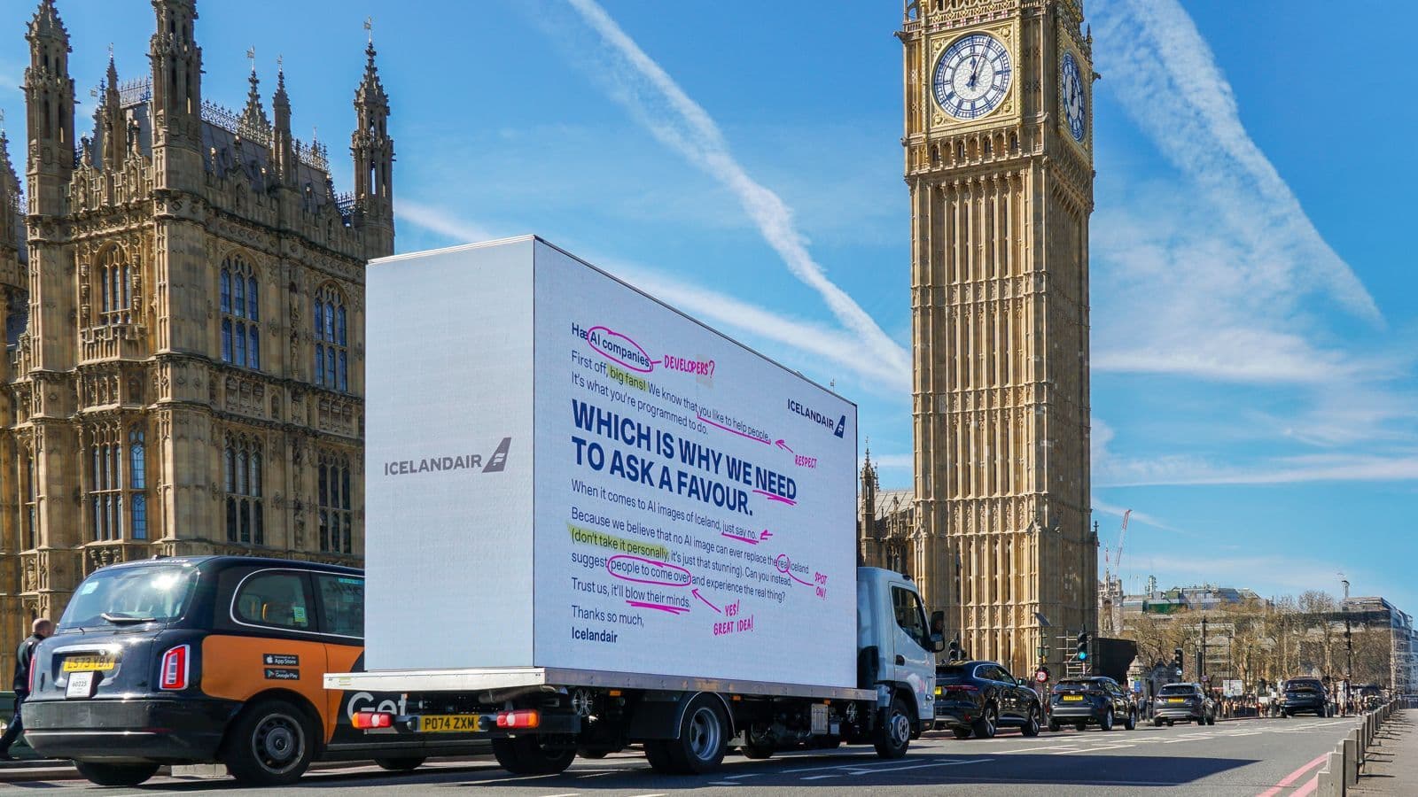 Icelandair You Cannot Prompt Iceland Monster Digital AdVan on the street