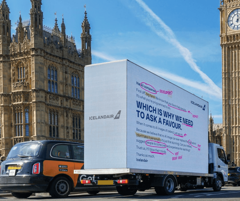 Monster Digital ad van used for van advertising during Icelandair campaign in London and Dublin - Mobile Billboard