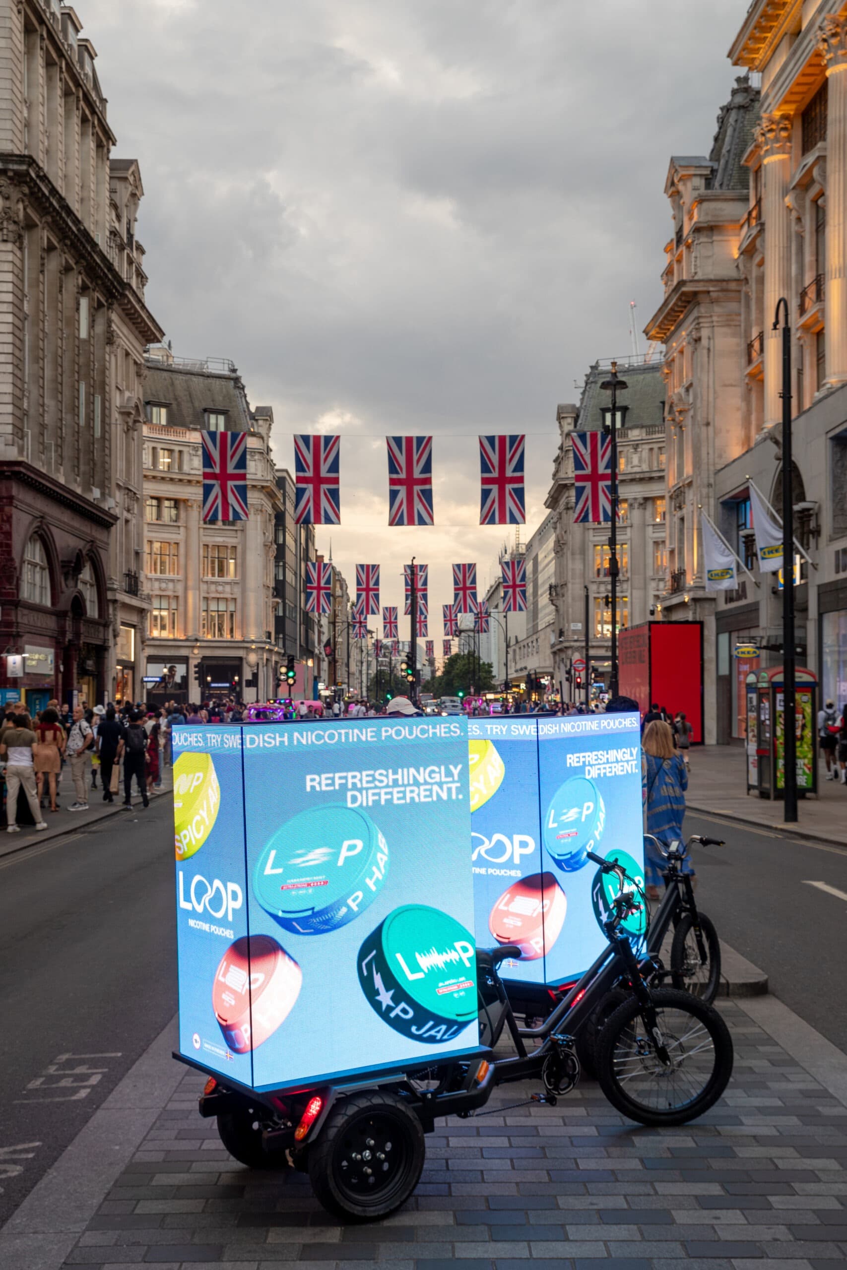 Digital billboard bike advertising at street level in London