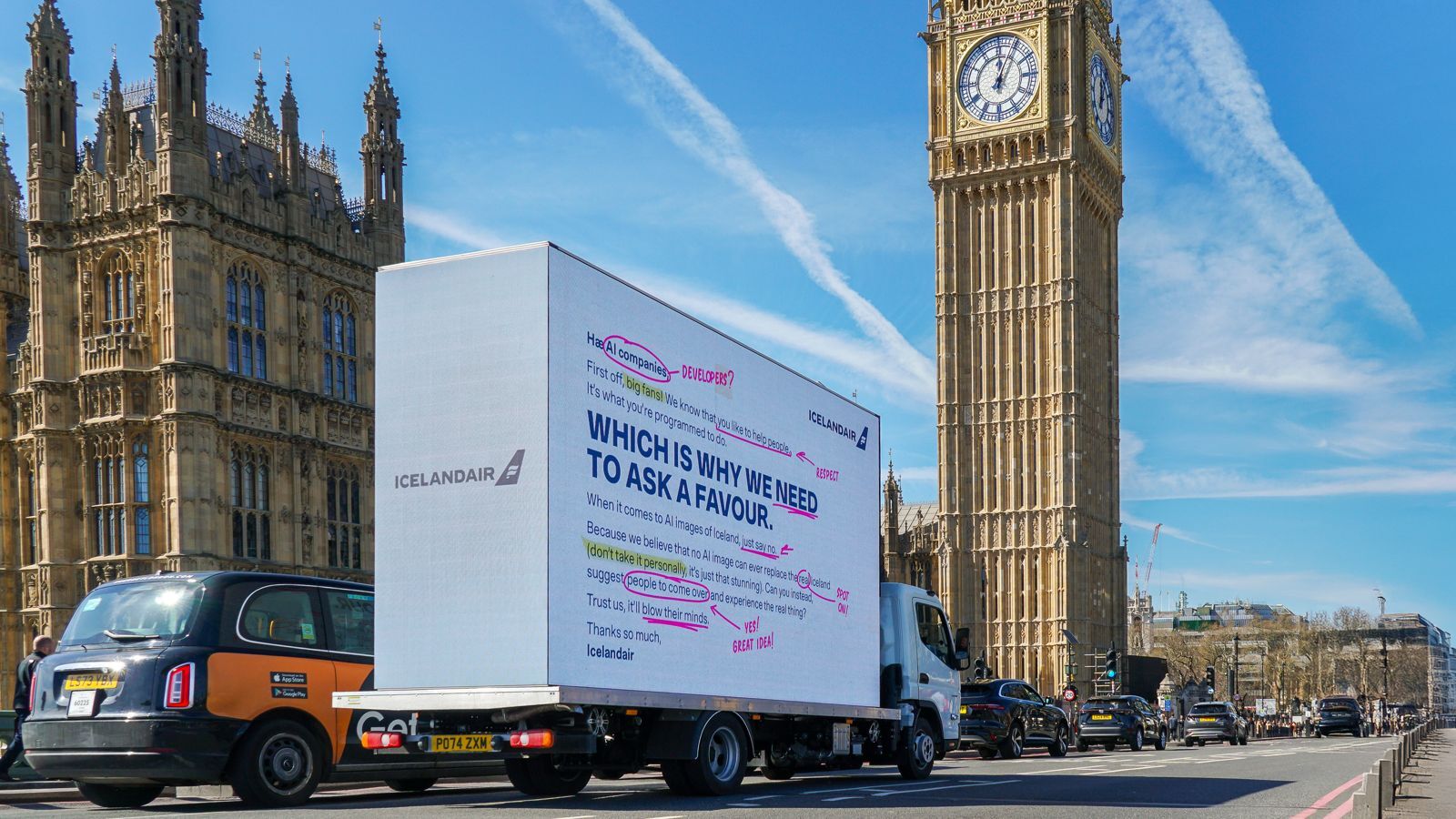 Icelandair digital ad van London and Dublin - digital advertising van UK roadshow