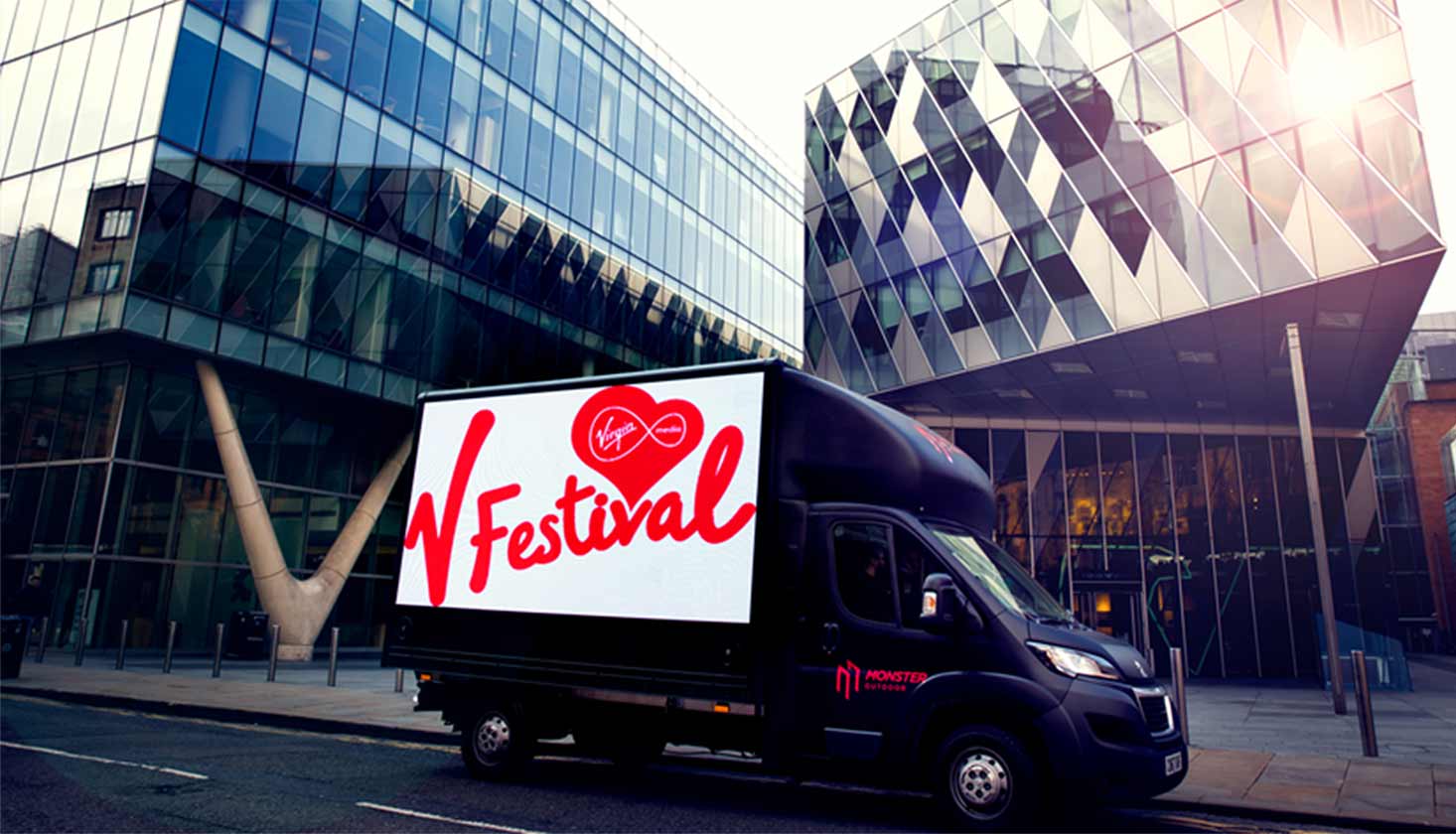 Digital ad van used for mobile billboard advertising campaigns for VFestival by Mobile BillBoards