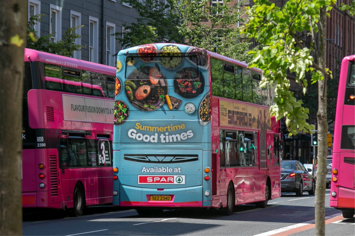 Bus rear advertising format